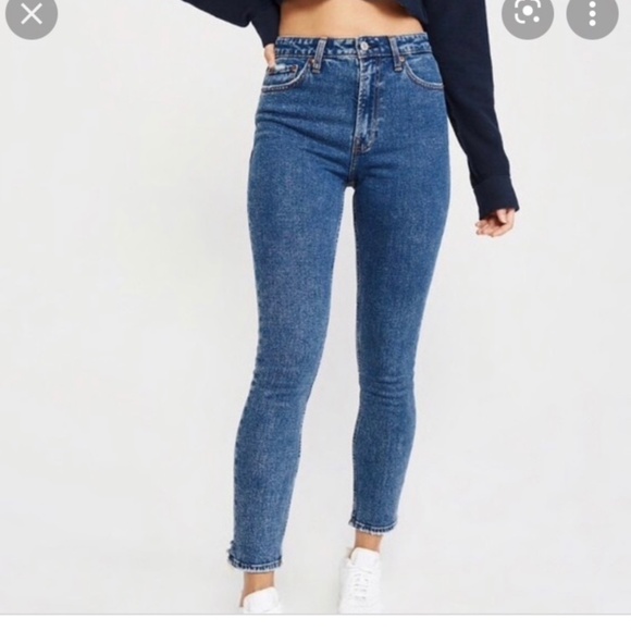 Abercrombie Simone High Rise Slim Jeans 29 8R Raw Hem Retro Y2K High Rise - Picture 1 of 12